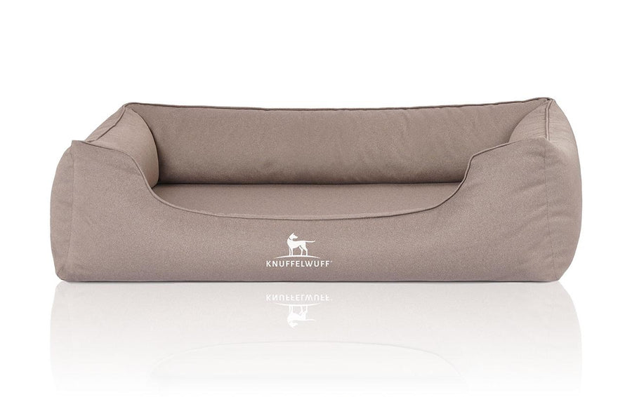 Knuffelwuff Hunde-Bett Leon Velour XXL, 120 x 85 cm, Beige/Grau