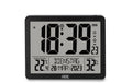 ADE Wanduhr mit XL-Anzeige, Schwarz Temp.,Kalender,Kunststoff, 17.3x14x2.7cm