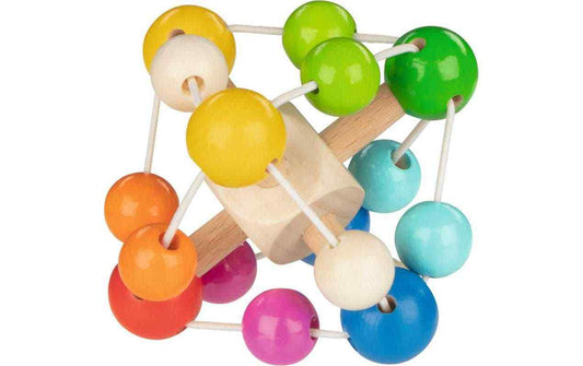 Goki Regenbogen-Greifling aus Holz mit bunten Kugeln und beweglichen Verbindungen