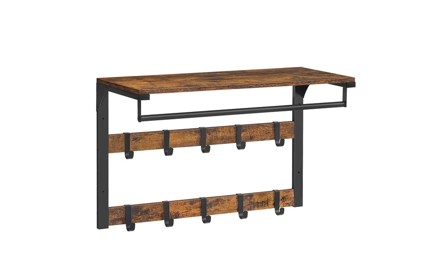 Vasagle Garderobe Industriestil mit Ablage Schwarz/Braun