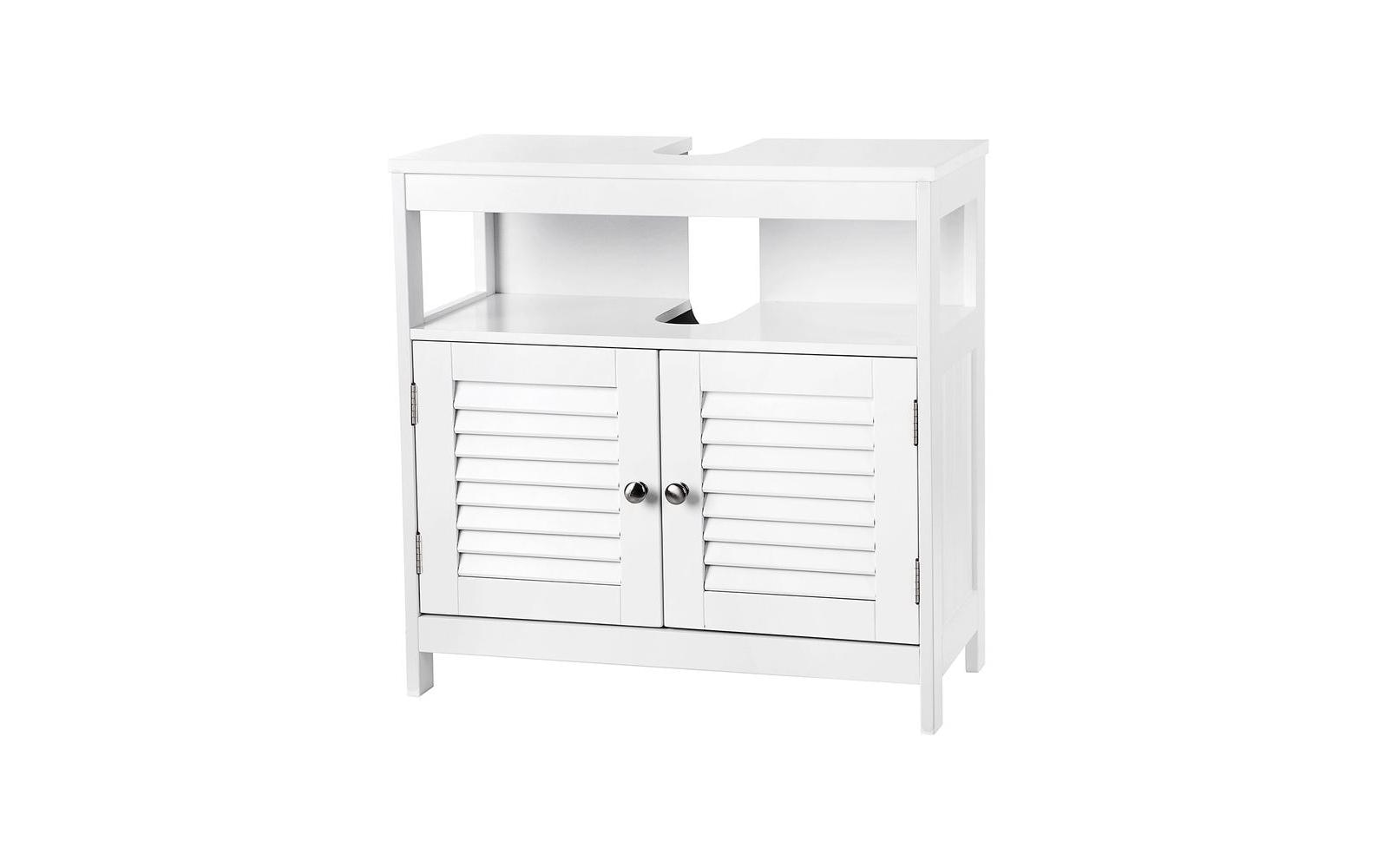 Vasagle Waschbeckenschrank Weiss 71x15x38 cm Mitteldichte Holzfaserplatte (MDF), Grundmaterial: Holz