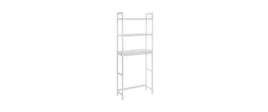 Songmics Badezimmerregal Weiss, 3 Ablagen Weiss 63x26x163 cm Holz, Grundmaterial: Holz
