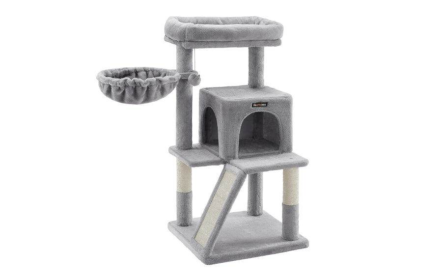 Feandrea Kratzbaum mit Kratzbrett, 96 cm, Grau/Beige