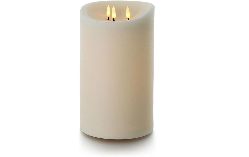 LED Outdoor Echtwachskerze Balthasar Crem 20 cm