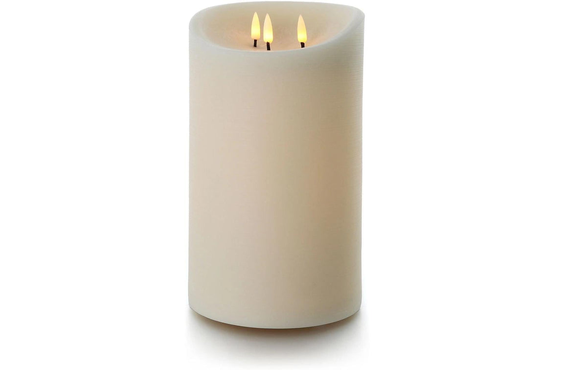 LED Outdoor Echtwachskerze Balthasar Crem 20 cm