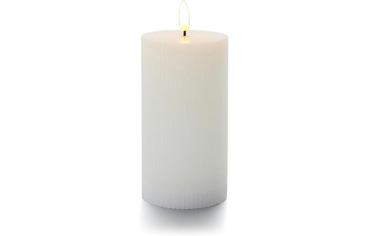 balthasar, LED Zylinderkerze Rillen, Weiss
