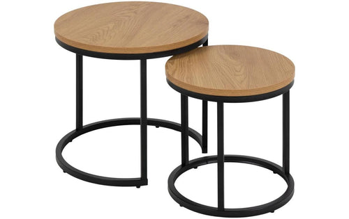 AC Design Spiro Ø 45 , 2 Stück Couchtisch – 35 × 35 × 35 cm – Schwarz/Nature