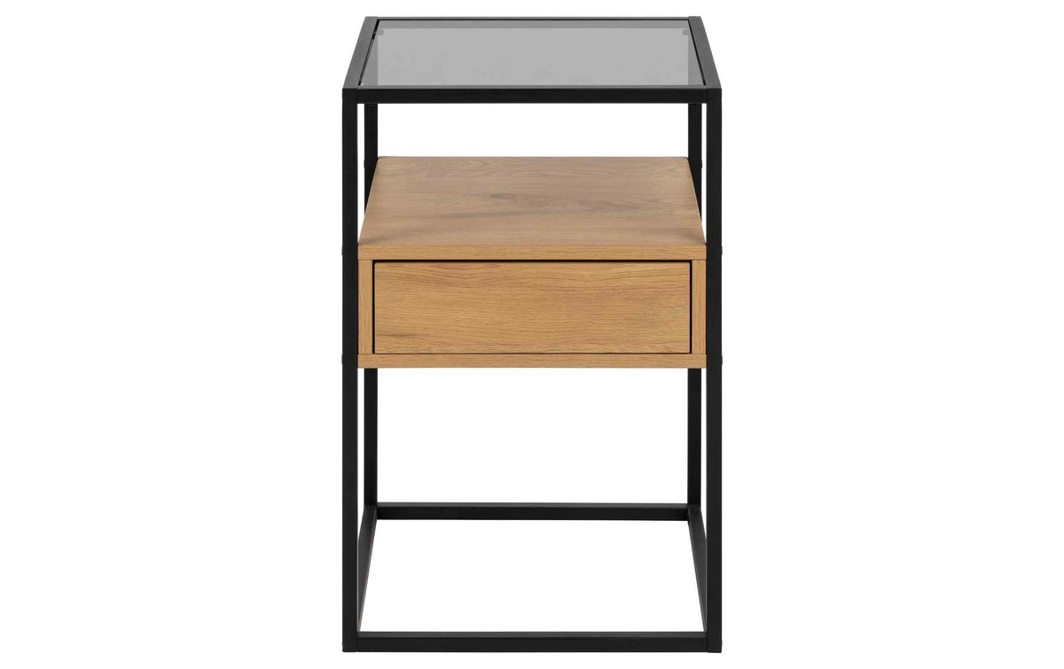 AC Design Nachttisch Randolf Glas/Stahl/MDF, 40x35x60cm, Eiche