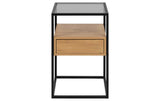 AC Design Nachttisch Randolf Glas/Stahl/MDF, 40x35x60cm, Eiche