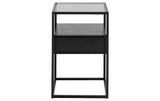 AC Design Nachttisch Randolf Glas/Stahl/MDF, 40x35x60cm, Schwarz