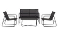 Schou Gartenlounge Set 4-teilig Schwarz Metall Textilene Garteneinrichtung Schou