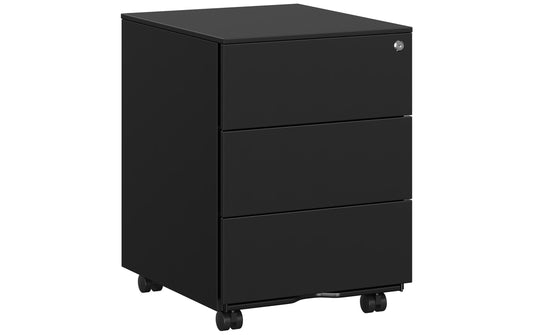 Songmics Rollcontainer matt schwarz,Schloss 45x39x55cm, mit 3