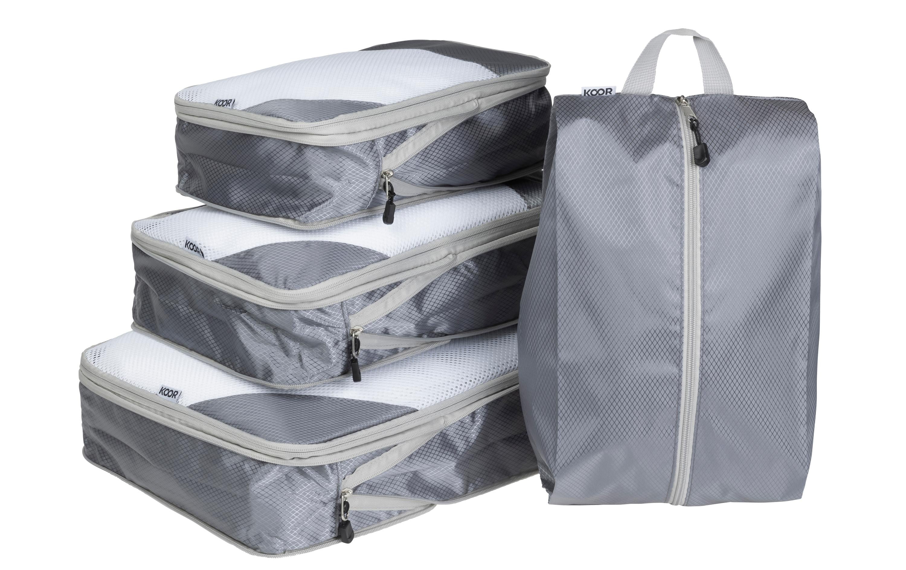KOOR Packhilfen-Set Traamp 4-teilig 40x30x9,35x25x9,30x20x9,42x24cm, silbergrau