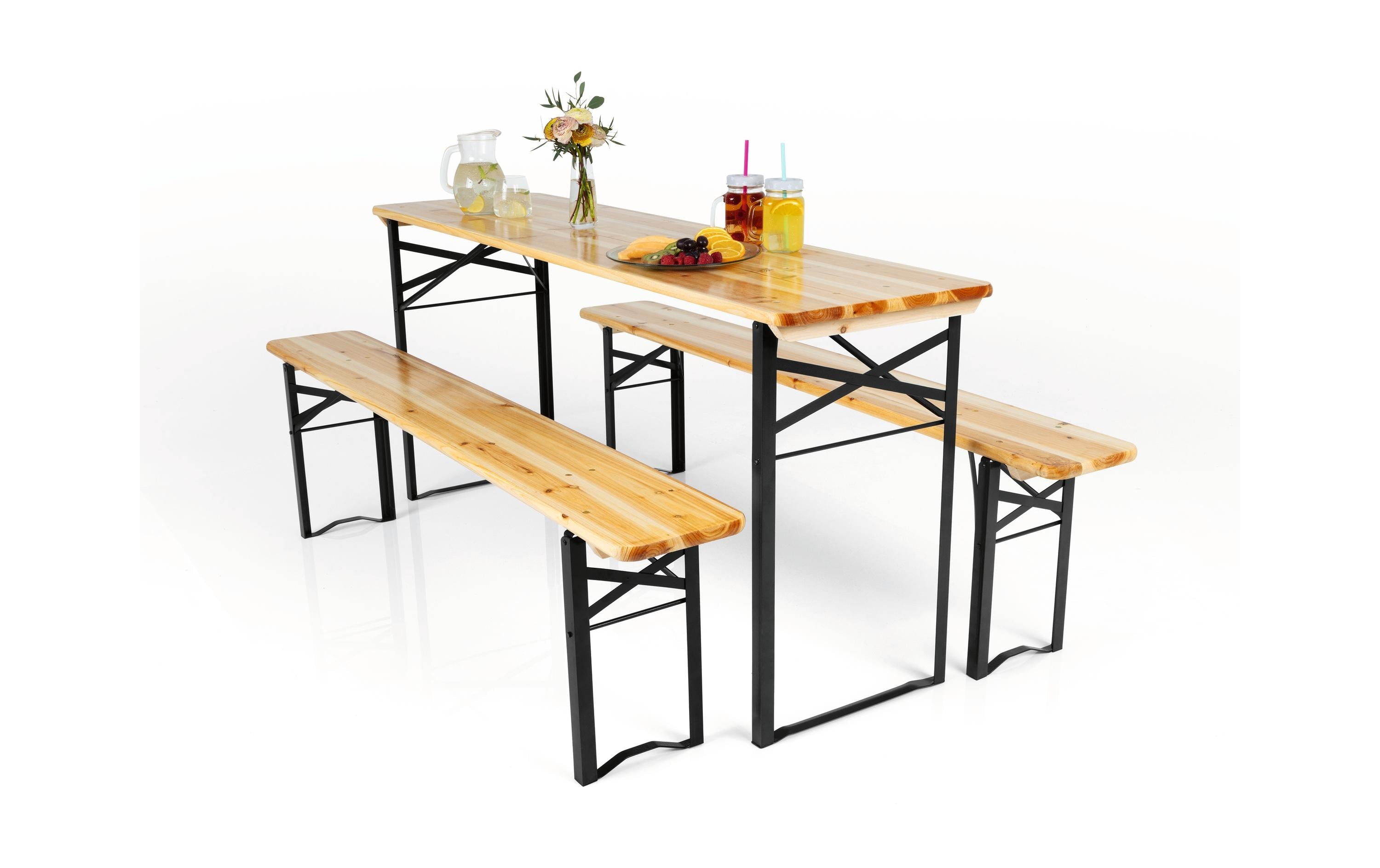 EASYmaxx Festbankgarnitur klappbar 170x46x75cm für drinnen und draußen Garteneinrichtung EASYmaxx