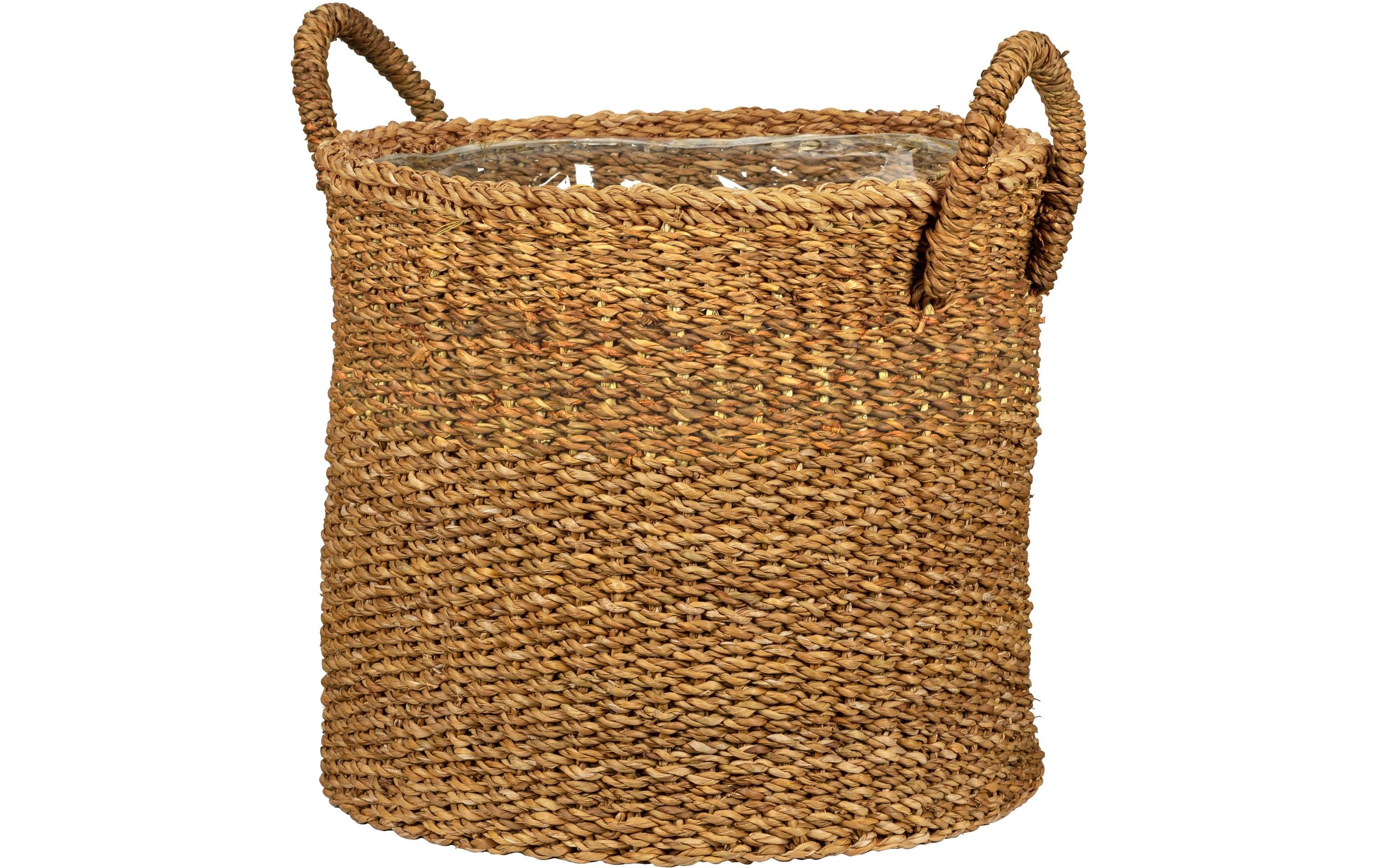 Scheurich Übertopf Korb Seegras mit Griff Plastikeinsatz, 38x33 cm (DxH), 37.36 L