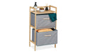 relaxdays Badezimmerregal mit Waschkorb Grau 76 x 43 x 27 cm Bambus, Polyester (PES)