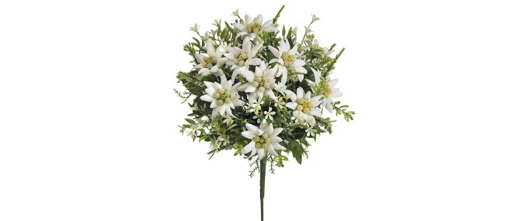Botanic-Haus Edelweiss-Strauss 29x20 cm(HxB), Kunststoff, Spinnstoff