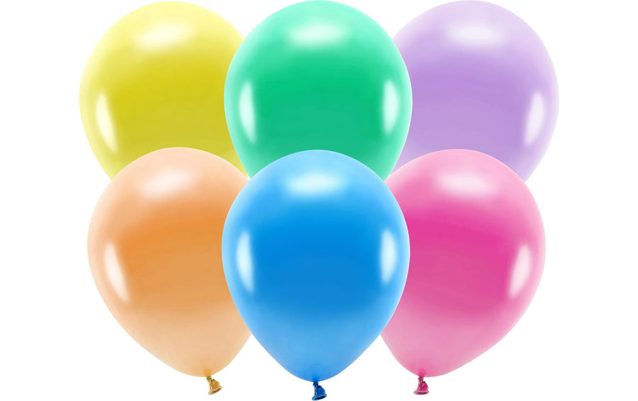 Partydeco Luftballon Uni Eco Metallic 100 Stück, Mehrfarbig, Ø 30 cm