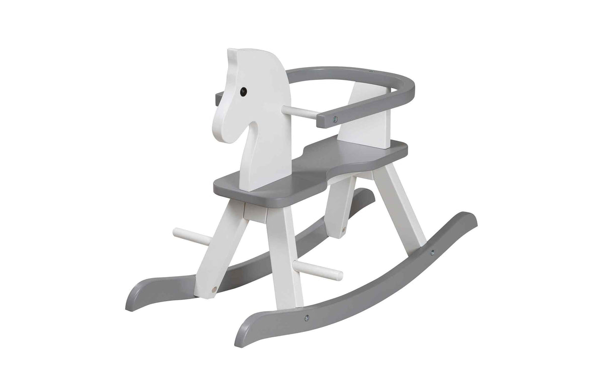 roba Schaukelpferd aus Massivholz Grau/Weiss