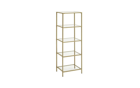 VASAGLE Wohnregal mit 5 Glasablagen, 124,5 cm, Gold
