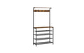 VASAGLE Garderobe 80 cm x 183.5 cm, Braun/Schwarz