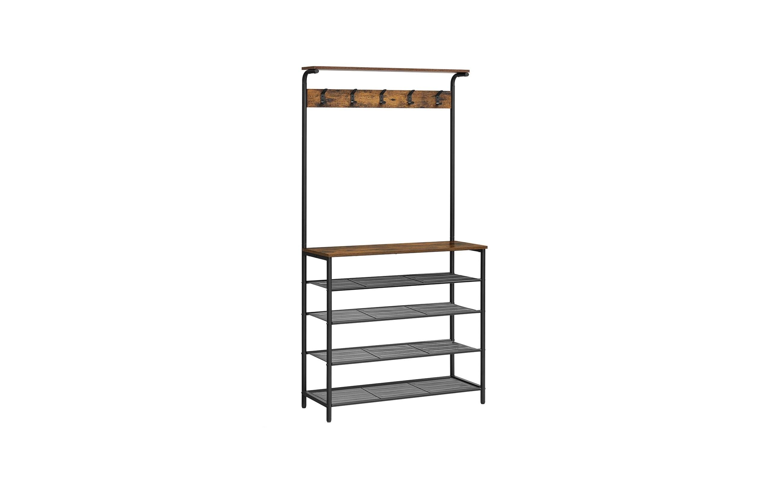 Vasagle Garderobe mit Schuhregal Schwarz/Braun