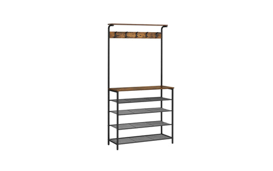 VASAGLE Garderobe mit Schuhregal 80 x 183.5 cm Braun/Schwarz