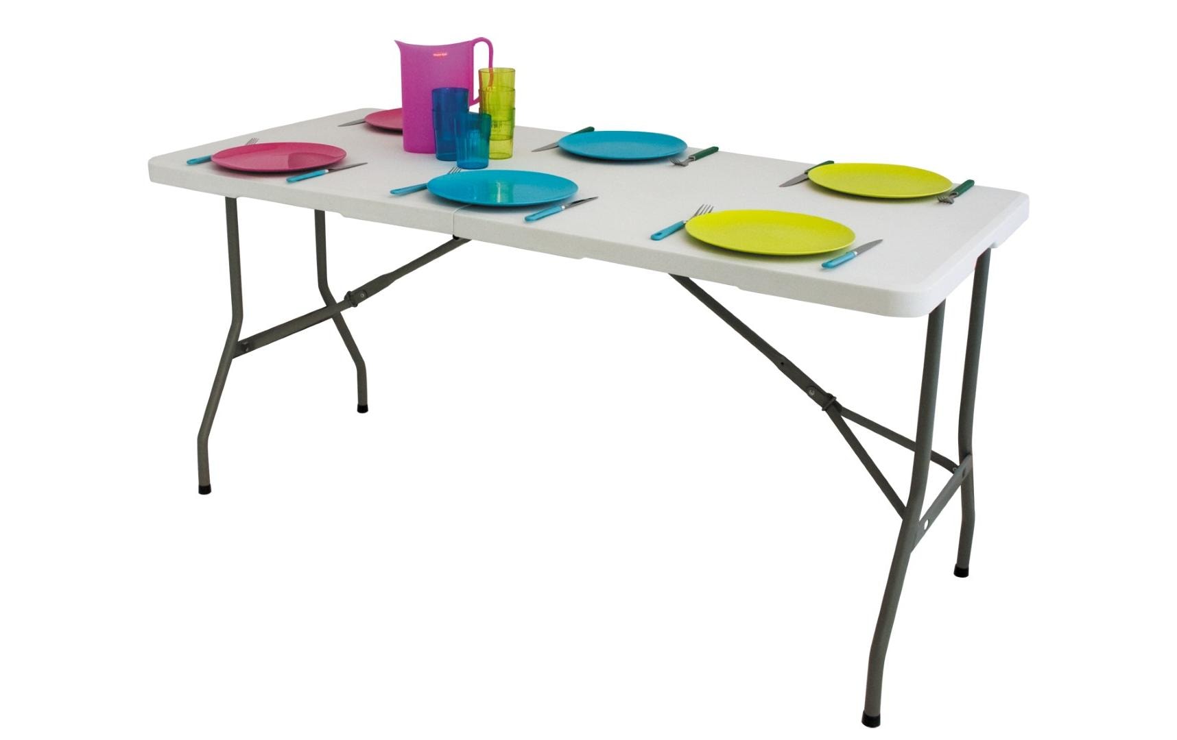 Eurotrail Pavillon Tisch S Dunkel Grau Bambus 152 cm für 6 Personen Pavillons Eurotrail