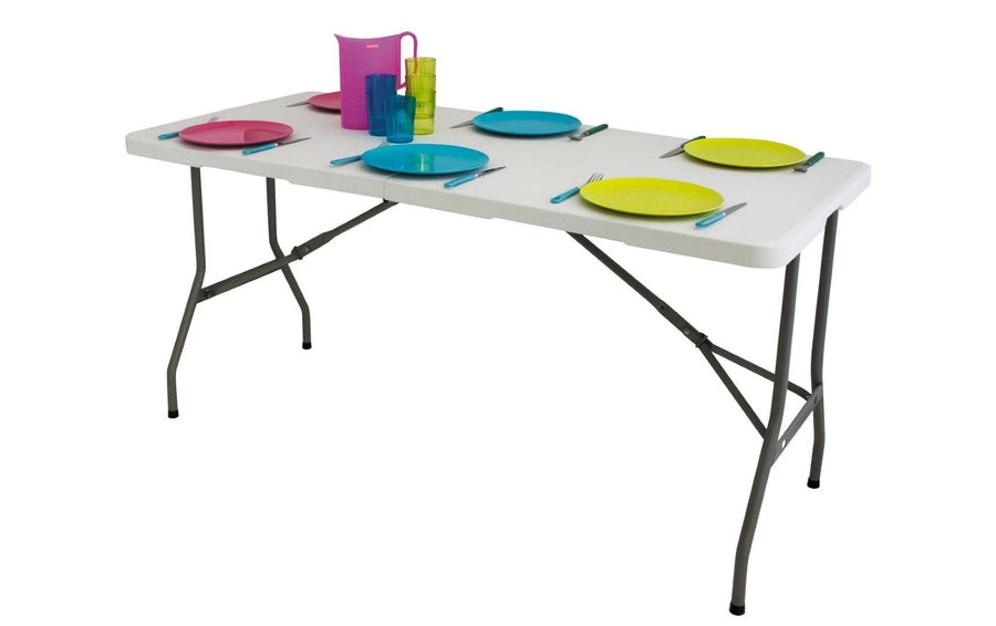 Eurotrail Pavillon Tisch S Dunkel Grau Bambus 152 cm für 6 Personen Pavillons Eurotrail