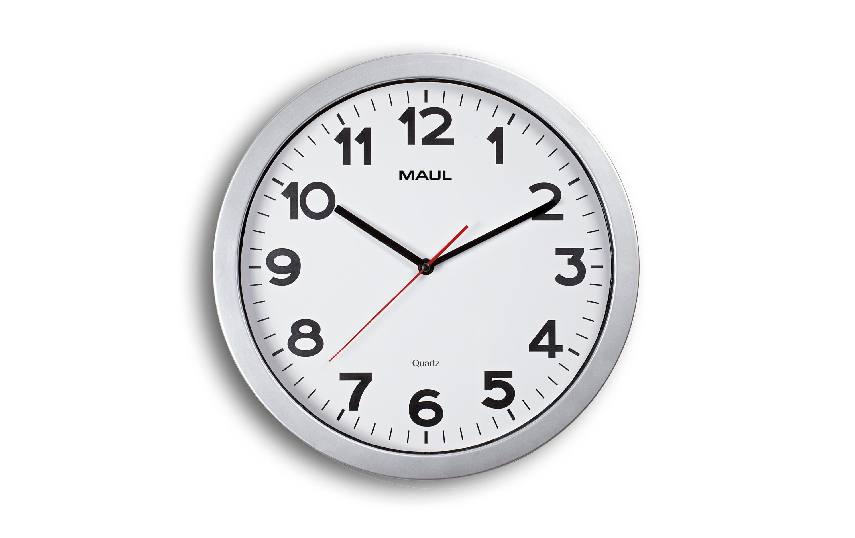 Maul, Wanduhr MAULstep Ø 35 cm, Silber Silber, inkl. 1 Batterie 1.5 V (AA)