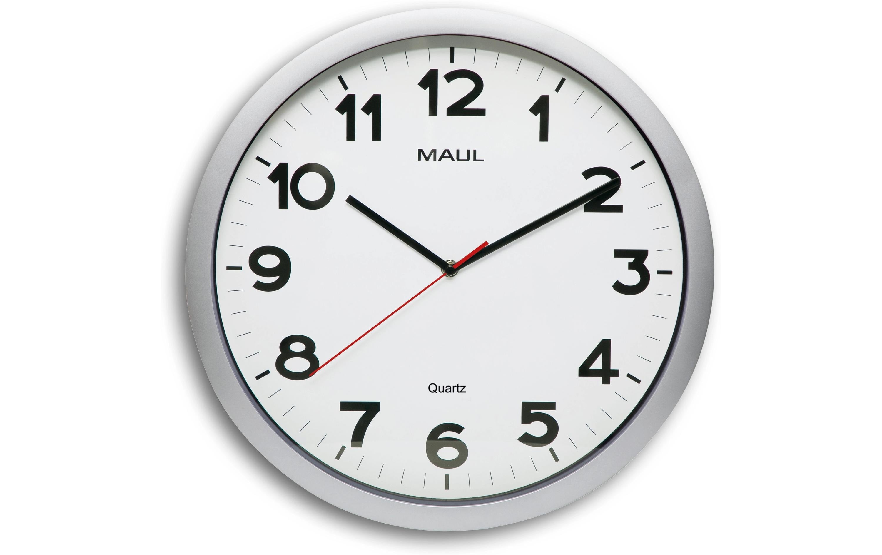 Maul, Wanduhr MAULstep Ø 40 cm, Silber Silber, inkl. 1 Batterie 1.5 V (AA)
