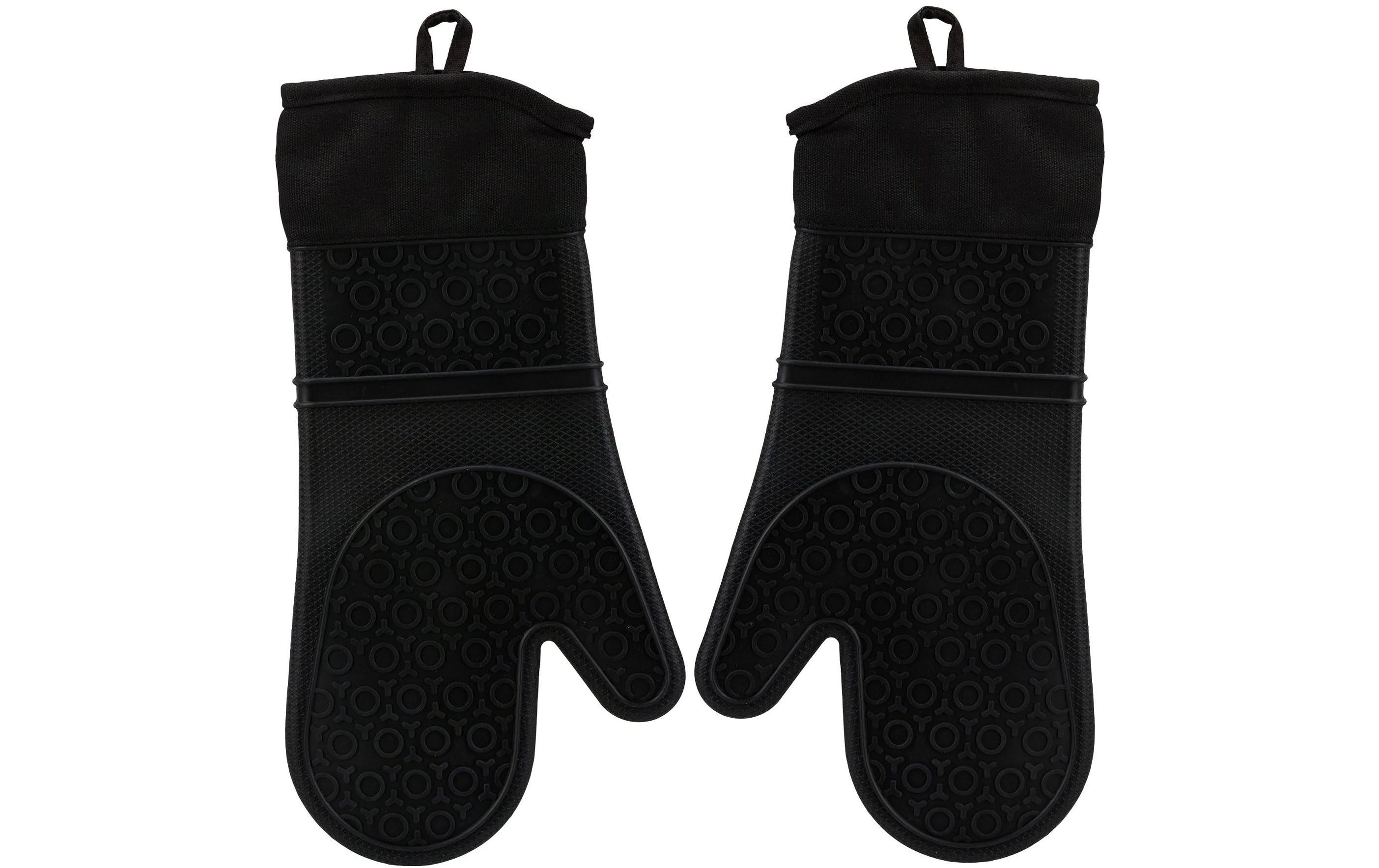 relaxdays Ofenhandschuhe Silikon Hitzeschutz Schwarz 36,5 cm Grills & Feuerstellen relaxdays