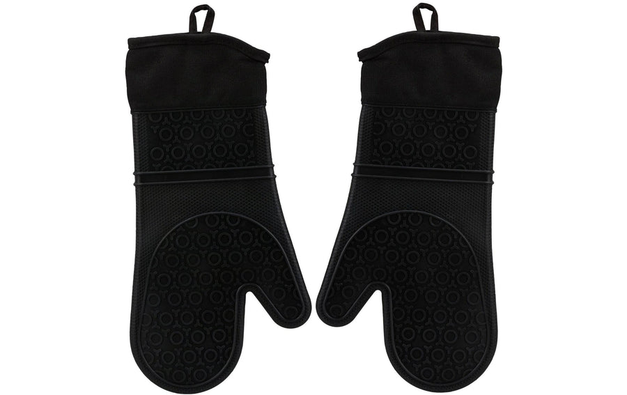 relaxdays Ofenhandschuhe Silikon Hitzeschutz Schwarz 36,5 cm Grills & Feuerstellen relaxdays