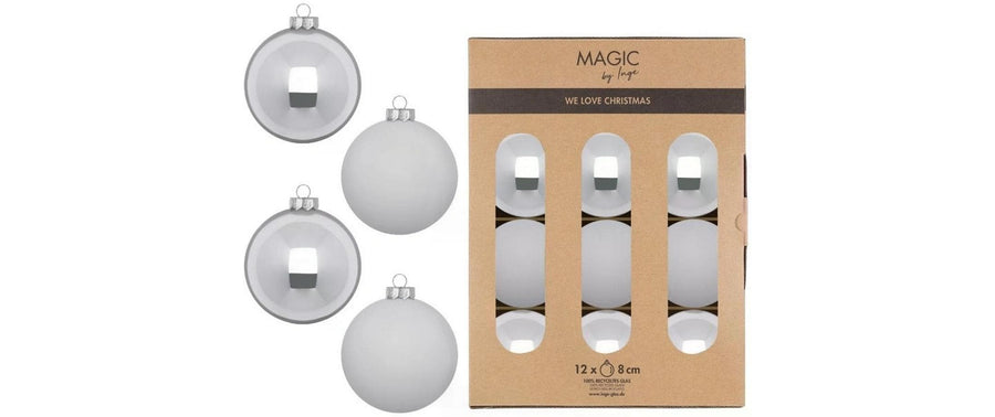 INGES CHRISTMAS DECOR Weihnachtskugel Snowy Clouds 12 Stück, Weiss