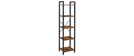 VASAGLE Standregal mit 5 Ebenen, 40 x 30 x 146 cm, Schwarz/Braun