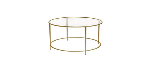 VASAGLE Couchtisch 84 x 45,5 cm Glasplatte Gold