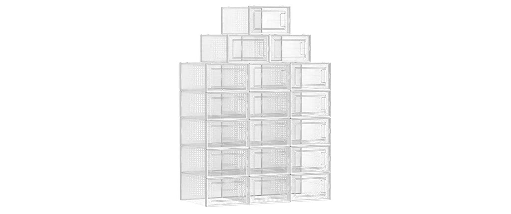 Songmics Schuhboxen stapelbar, 18er Set Transparent