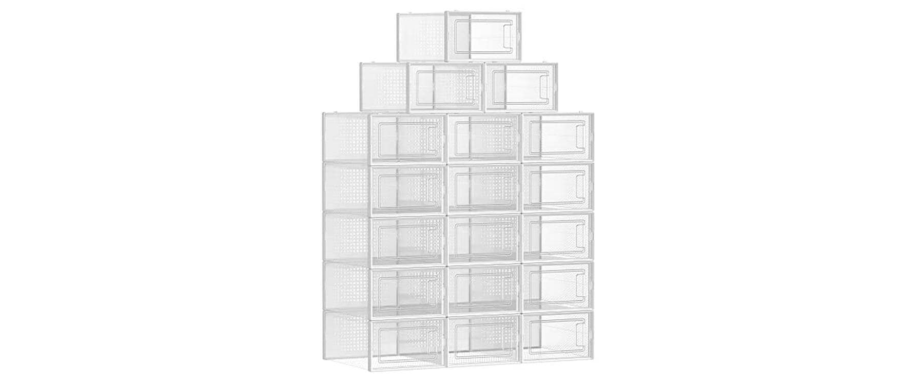 Songmics Schuhboxen stapelbar, 18er Set Transparent