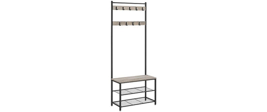 VASAGLE Flurgarderobe mit Schuhregal 70 x 175 x 32 cm Braun/Schwarz