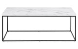 AC Design Couchtisch Barossa Stahl, 110x55x45 cm, Weiss marmoriert