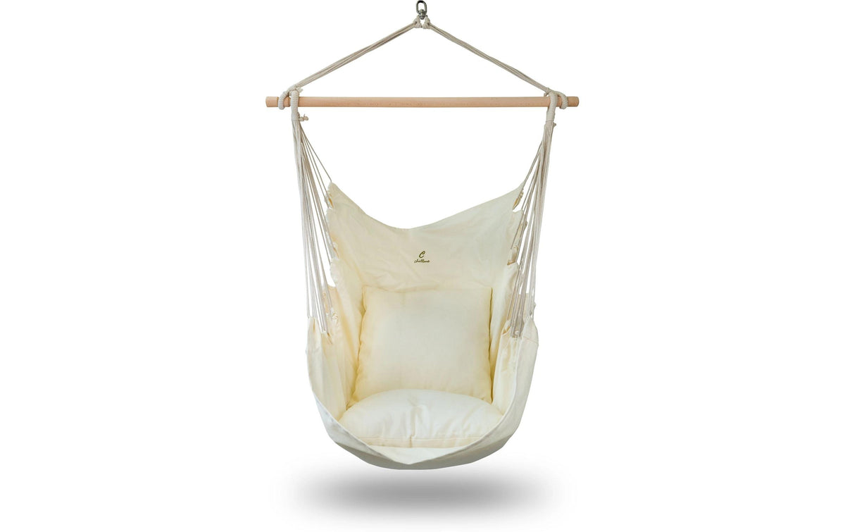 Hängesitz mit zwei Kissen, beige