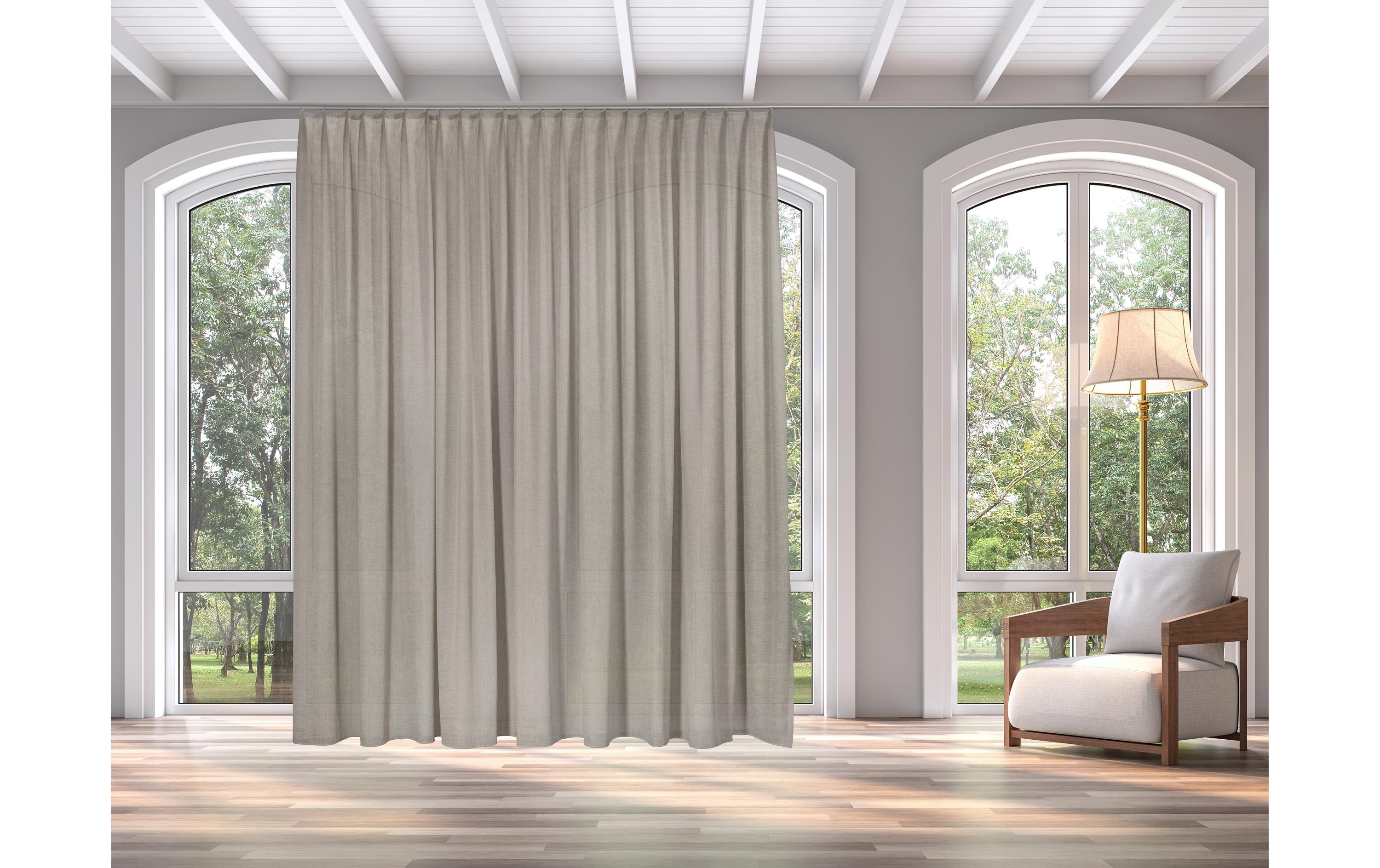 Casa Leon Tagvorhang, Beige 140x245cm,1er Faltenband,65&%Lein.,35%Poly.
