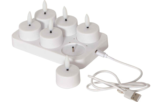 Star Trading LED Teelichter Flamme Akku 6er-Set Weiss
