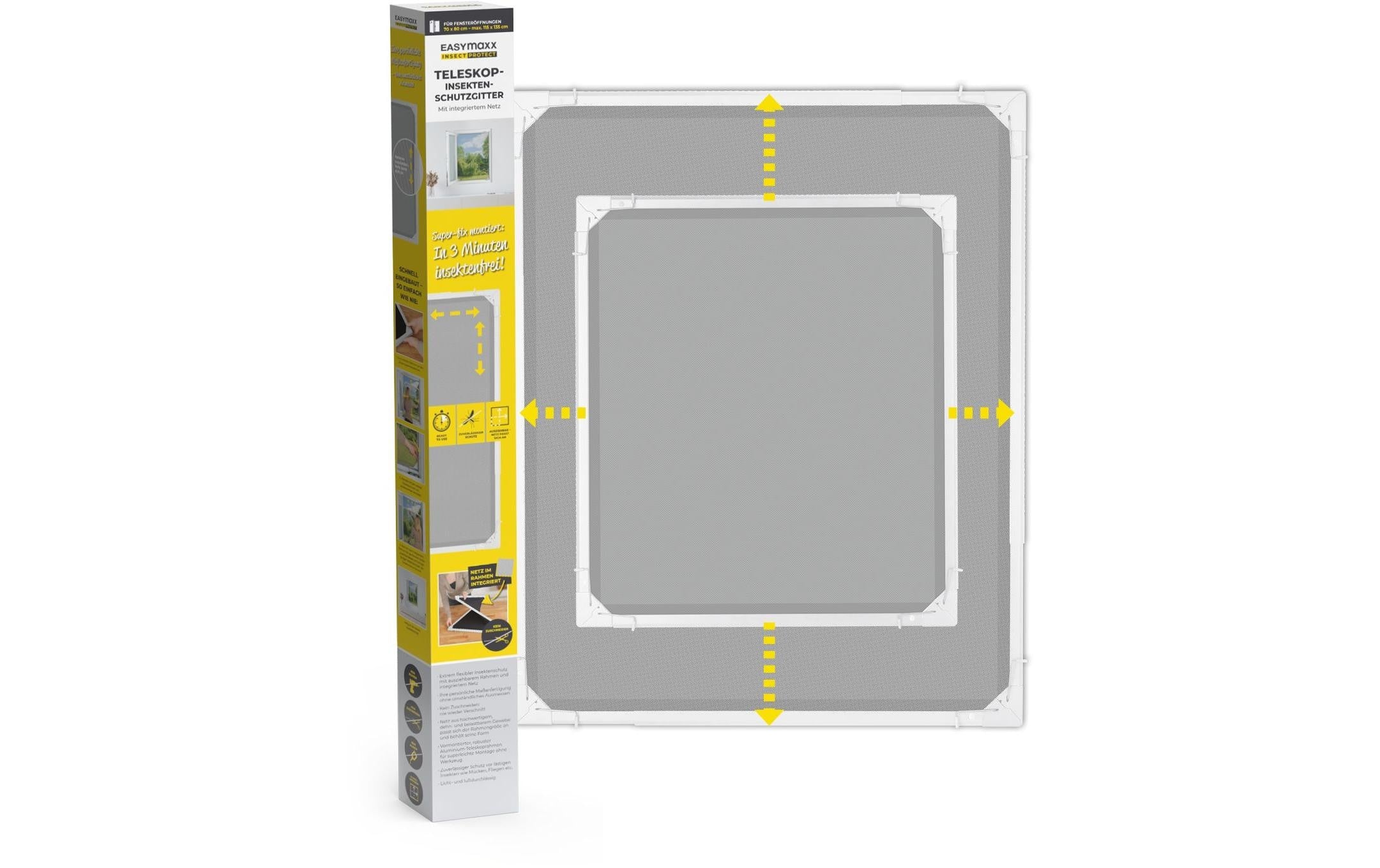 EASYmaxx Teleskop Insektenschutzgitter Fliegennetz Weiß 73-120 cm Garteneinrichtung EASYmaxx