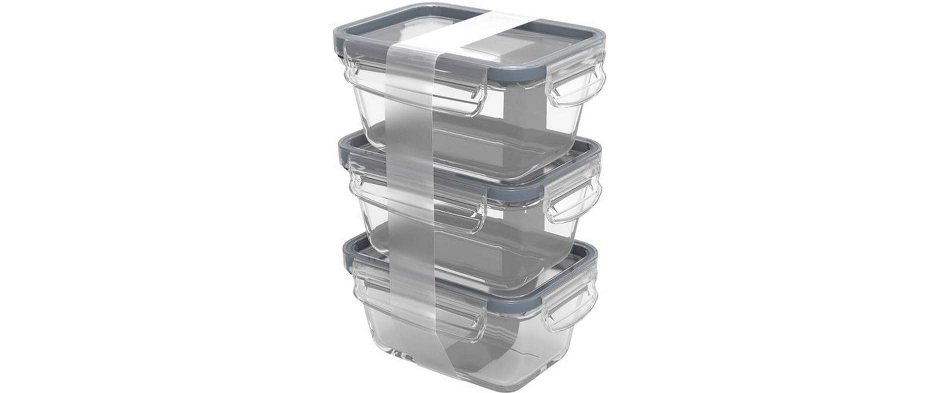 Rotho Set Kühlschrankdose Glas CLIC&LOCK 3teilig Set, 3x 0.5L