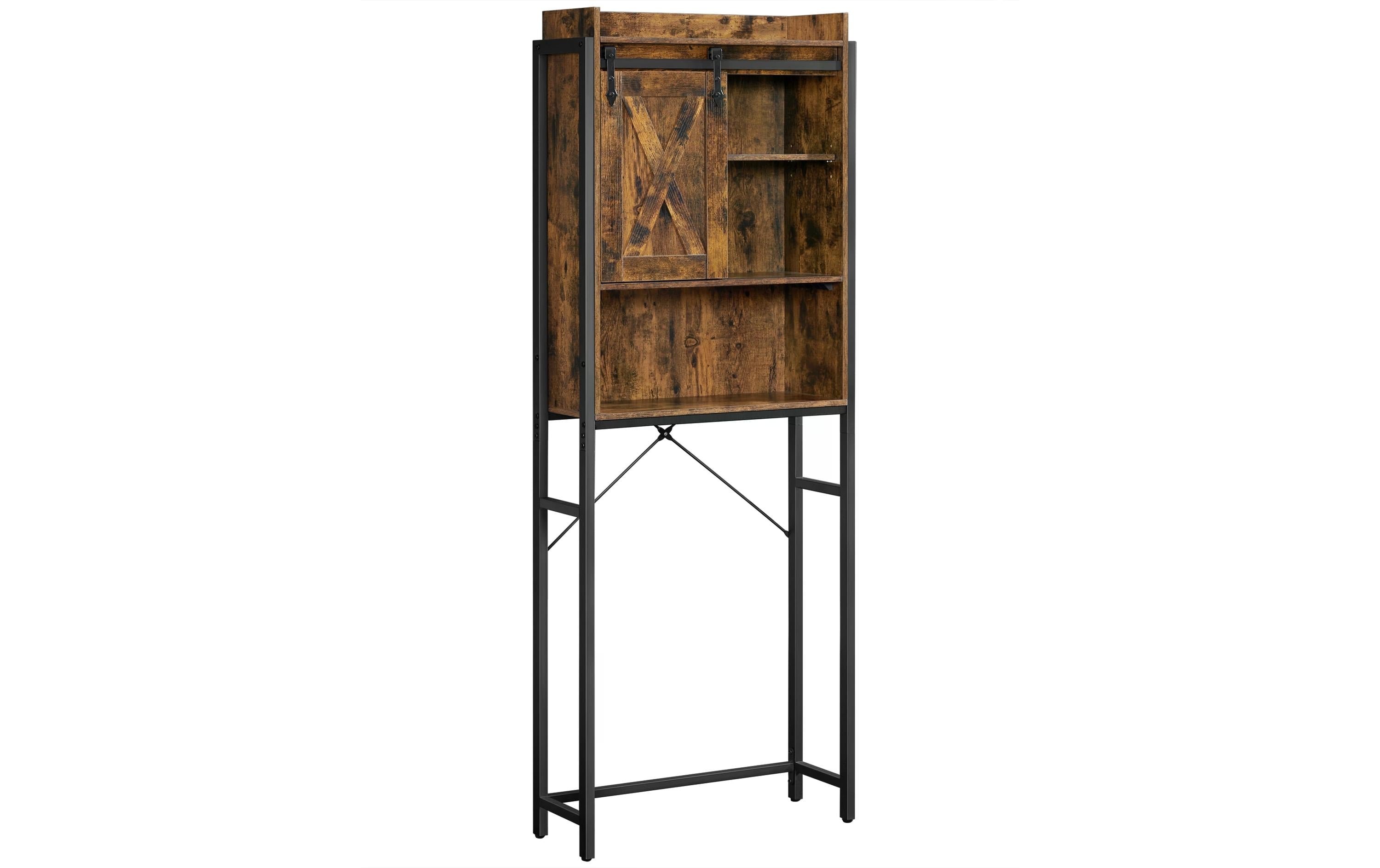 Vasagle Badezimmerregal über Toilette Schwarz 64x24x171 cm Spanplatte, Stahl