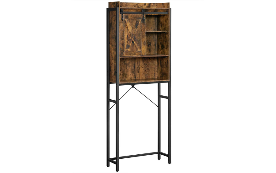 Vasagle Badezimmerregal über Toilette Schwarz 64x24x171 cm Spanplatte, Stahl