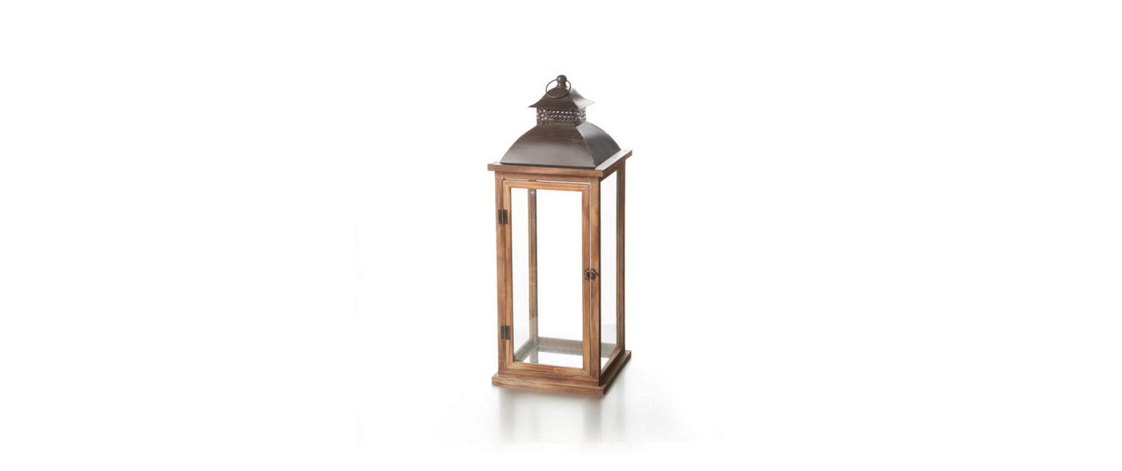 balthasar Laterne Palace, Braun 27x72x27cm (BxHxT), Glas Holz, Metall
