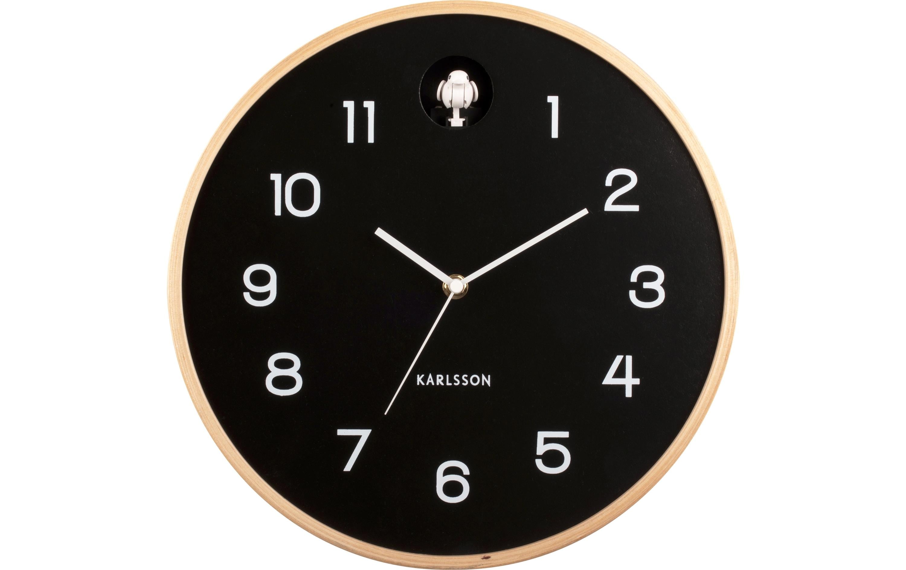 KARLSSON, Wanduhr Natural Cuckoo 31.5 cm, S 31.5x6cm, exkl. 1xAA u. 2xLR14, Schwarz