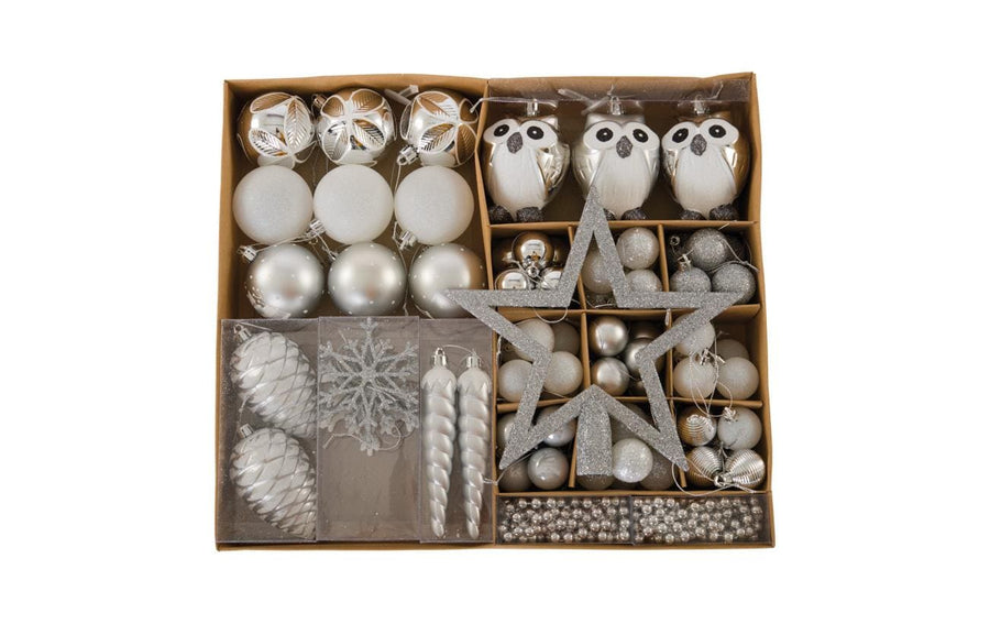 Dekomat AG Weihnachtsschmuck 90 Stück, Silber/Weiss
